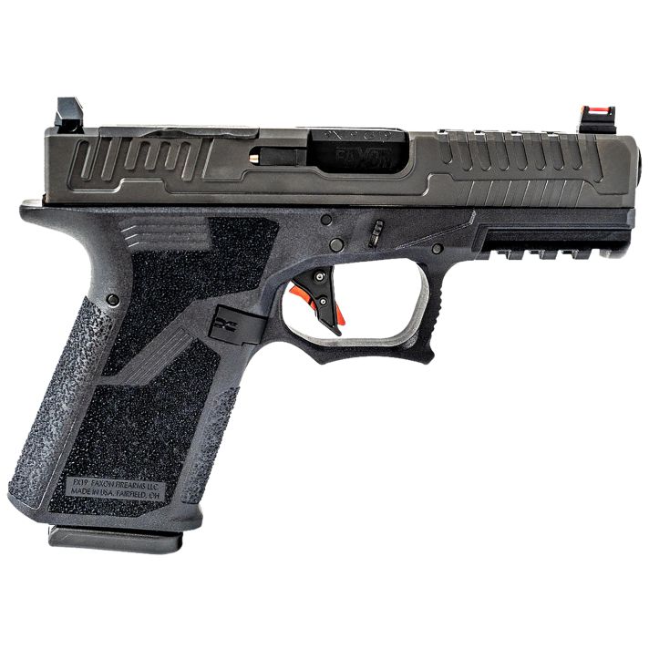 Faxon Firearms FX19P FX-19 Patriot Compact Frame 9mm Luger 15+1, Black Steel Barrel, Black DLC Optic Cut/Serrated Stainless Steel Slide, Black Polymer Frame w/Picatinny Rail