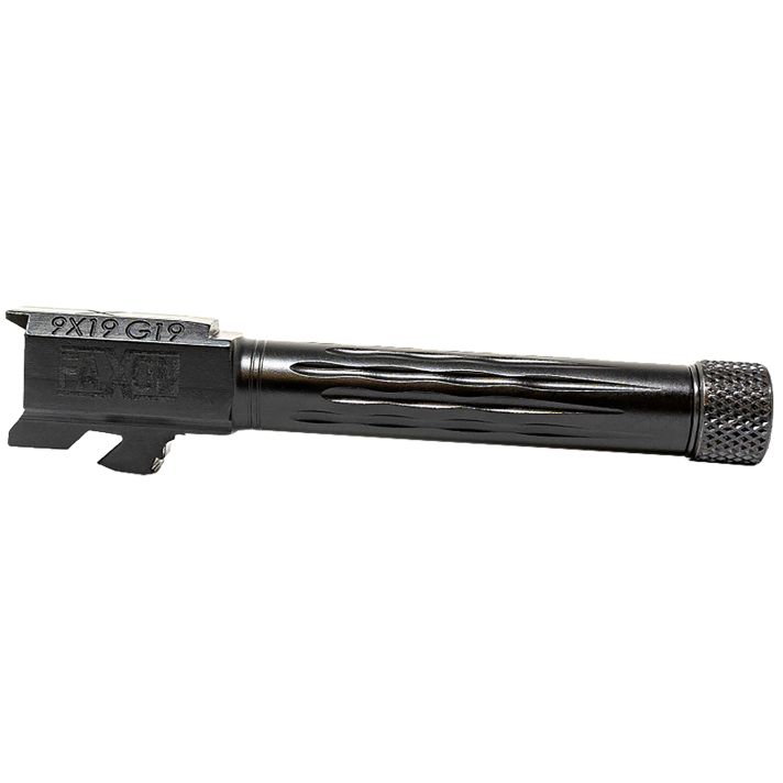 Faxon Firearms GB910N19LGQT Match Series9mm Luger Compatible w/Glock 45, Glock 19 Gen2-5 Black Nitride 416R Stainless Steel, Flame Fluted/Target Crown Barrel