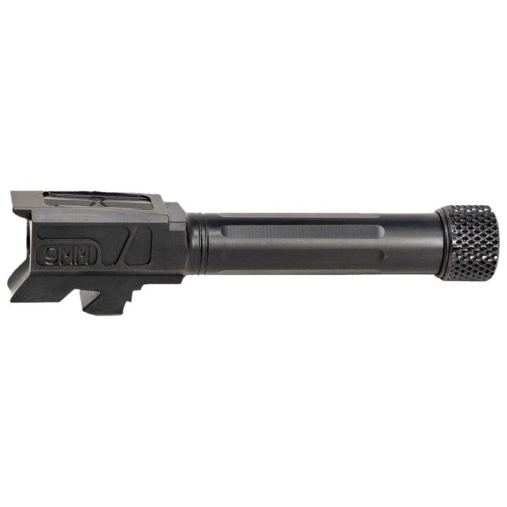 Faxon Firearms GB910N43SGQT Match Series9mm Luger Compatible w/Glock 43/43X, Black Nitride 416R Stainless Steel, Straight Fluted/Target Crown Barrel