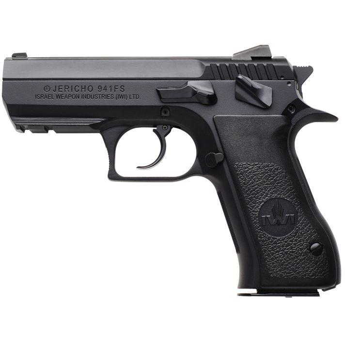 IWI US J941F9ORP Jericho 941 Full Size Frame 9mm Luger 16+1 4.40" Black Chrome Lined Steel Barrel, Black Serrated Steel Slide & Frame w/Beavertail & Picatinny Rail, Black Textured Grips