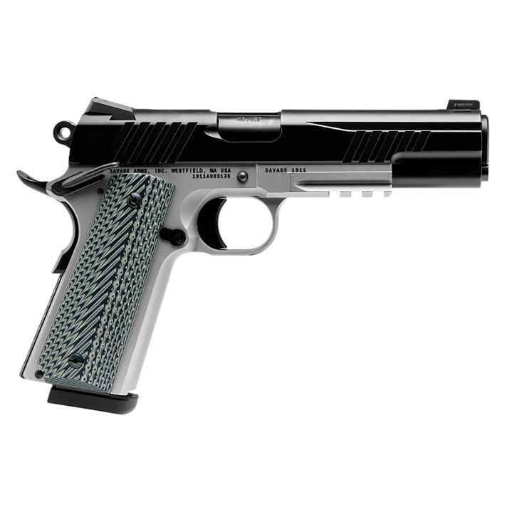 Savage Arms 67208 1911 Government 9mm Luger 10+1 5" Black Stainless Steel Barrel, Black Nitride Serrated Stainless Steel Slide, Stainless Steel Frame w/Picatinny Rail, Black/Gray VZ Grip