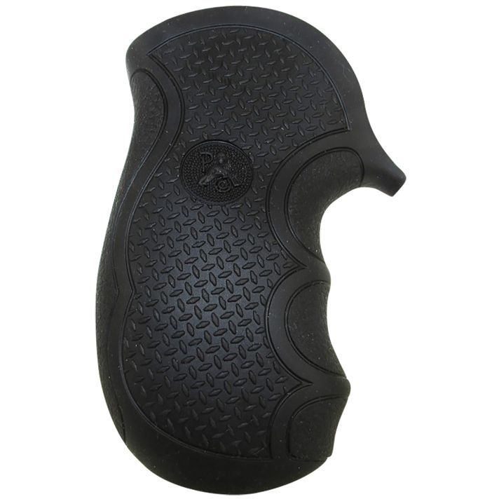 Pachmayr 02482 Diamond Pro Grip Diamond Checkering Black Rubber with Finger Grooves for Ruger LCR