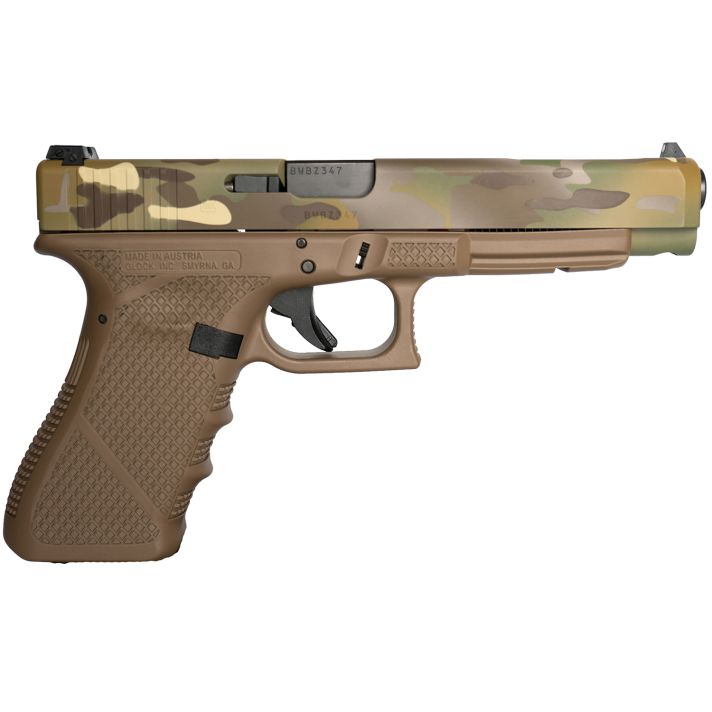 Weapon Works PI3430103-228071 G34 Gen3 Competition Frame 9mm Luger 17+1 5.31" Black Steel Barrel, MC w/Mesh Stippling Long/Serrated Steel Slide, Flat Dark Earth Polymer Frame w/Picatinny Rail