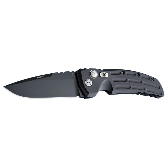 Hogue 34110 EX-A014" Folding Drop Point Plain Black Cerakote 154CM SS Blade/Matte Black w/Fluted texture Aluminum Handle