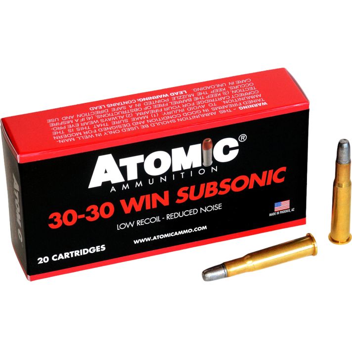 Atomic Ammunition 00410Subsonic 30-30Win 165gr Lead Round Nose Flat Point 20 Per Box/10 Case