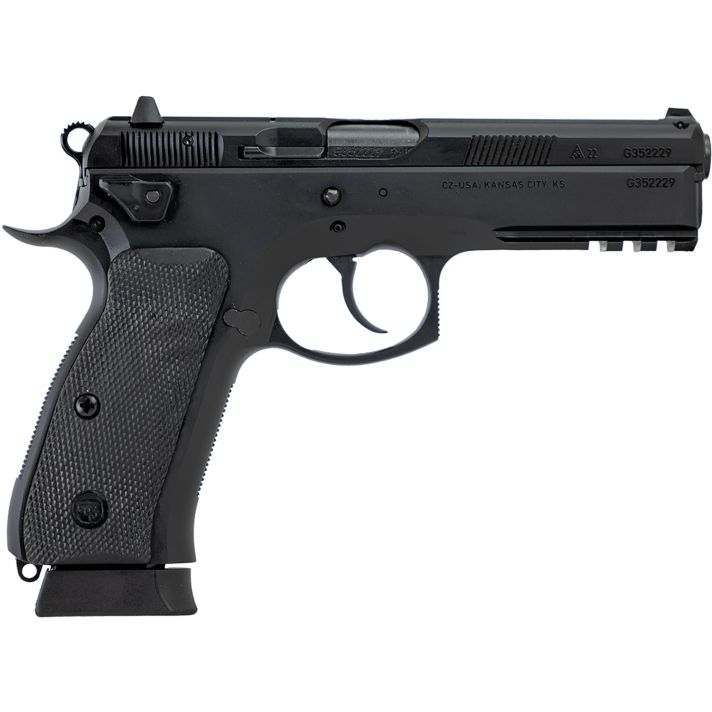 CZ-USA 89353 CZ 75 SP-01 Tactical 9mm Luger 19+1 4.60" Black Nitride Steel Barrel, Black Serrated Steel Slide, Black Polycoat Steel Frame w/Beavertail & Picatinny Rail, Black Polymer Grip
