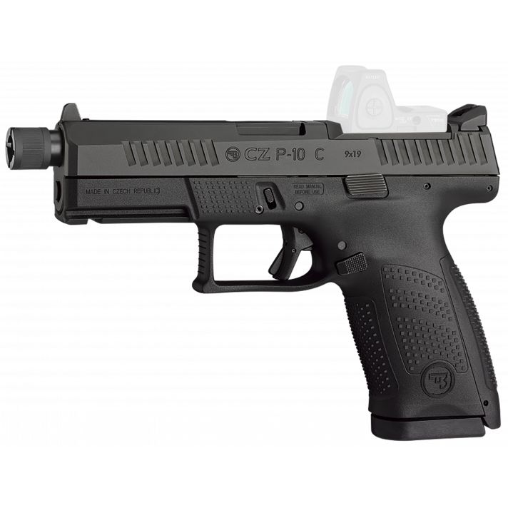 CZ-USA 91513 P-10 CCompact Frame 9mm Luger 17+1 4.02" Black Steel Threaded Barrel Black Nitride Optic Ready/Serrated Steel Slide Black Polymer Frame w/Picatinny Rail