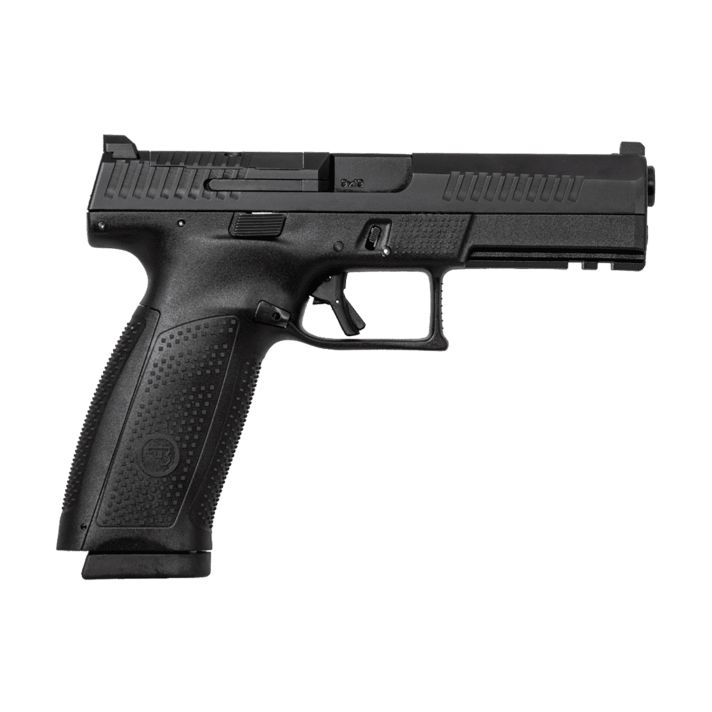 CZ-USA 91550 P-10 F9mm Luger 19+1 5.10" Black Steel Barrel, Black Nitride Optic Ready/Serrated Steel Slide, Black Polymer Frame w/Picatinny Rail, Ambidextrous