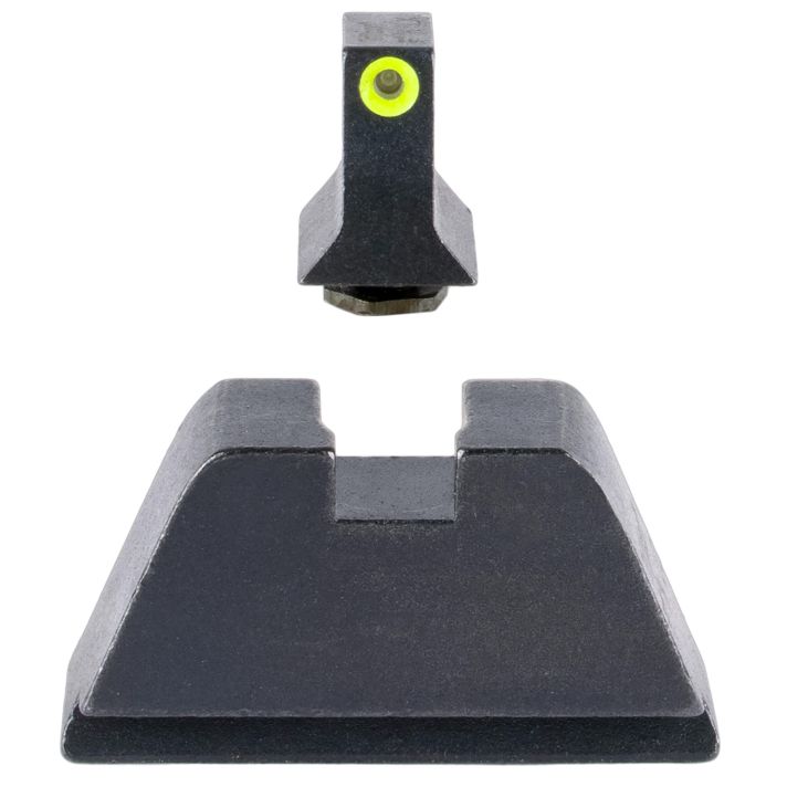 Trijicon GL201C601139 Suppressor/Optic Height SightsGreen/Tritium Yellow Outline Front Sight-Black/Blank Rear Sight Glock 17/17L/19/22 Standard Frame
