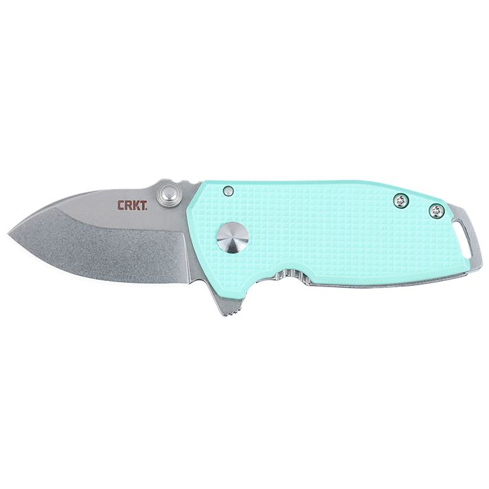 CRKT 2485B SQUIDCompact 1.75" Folding Drop Point Plain Stonewashed D2 Steel Blade, Blue G10/SS Handle