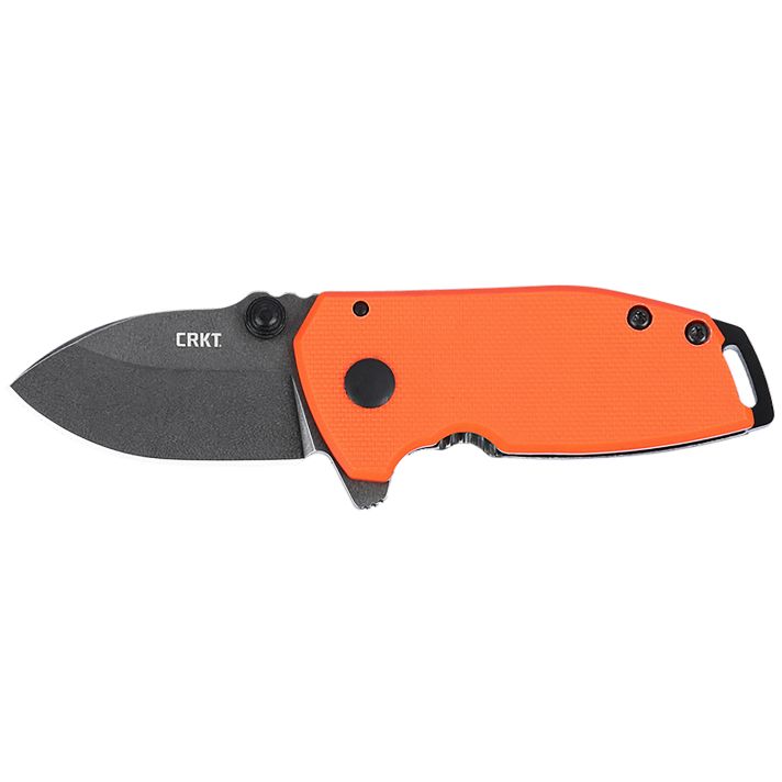CRKT 2486 SQUIDCompact 1.75" Folding Drop Point Plain Stonewashed D2 Steel Blade, Blaze Orange G10/SS Handle