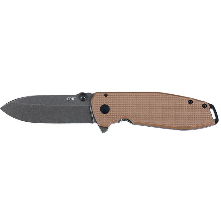 CRKT 2495B SQUID XM 2.95" Folding Drop Point Plain Stonewashed D2 Steel Blade, Brown Textured G10/SS Handle