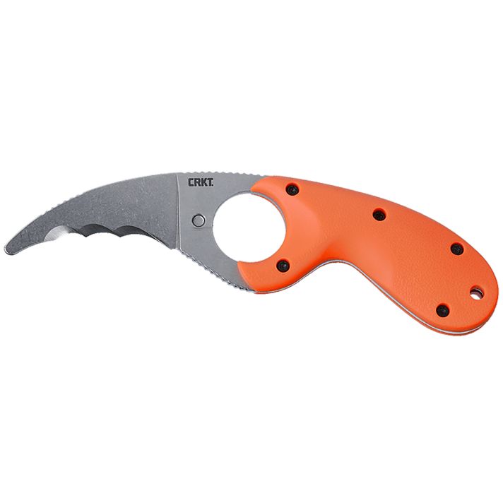 CRKT 2511ER Bear Claw2.39" Fixed Hawkbill Veff Serrated Stonewashed AUS-8A SS Blade, Blaze Orange Textured GRN Handle