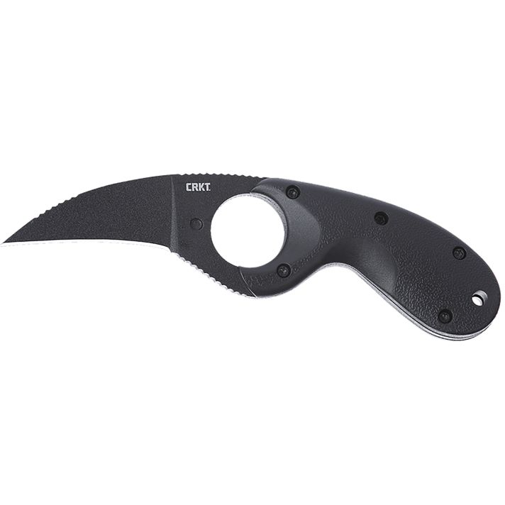CRKT 2516K Bear Claw2.39" Fixed Hawkbill Plain Black Powder Coated AUS-8A SS Blade, Black Textured GRN Handle