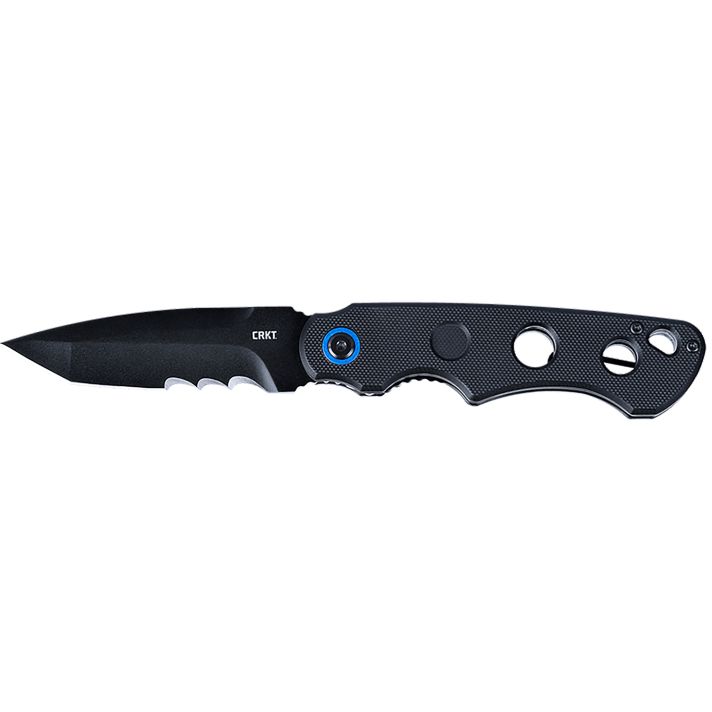 CRKT 2606 A.B.C.3.39" Folding Tanto Veff Serrated Black Oxide 12C27 Sandvik Blade, Black Textured G10 Handle