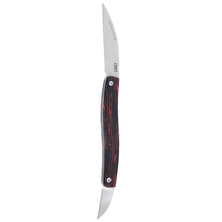 CRKT 4810 Forebear1.06"/2.29" Folding Wharncliffe Satin 12C27 Sandvik Blade, Black/Red G10 Handle