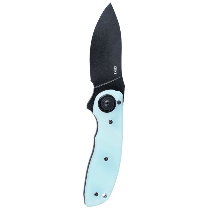 CRKT 5420 Bot Deadbolt2.21" Folding Drop Point Plain Black EDP AUS-10 Blade, Blue G10 Handle