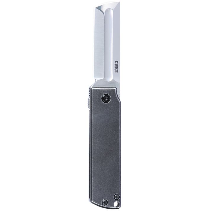 CRKT 5915 MinimalXEDC 2.19" Folding Modified Tanto Plain Satin 12C27 Sandvik Blade, Stonewashed Stainless Steel Handle