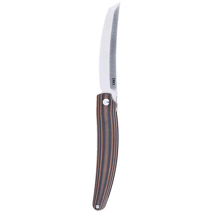 CRKT 5930 AncestorEDC 3.60" Folding Tanto Plain Satin D2 Steel Blade, Black/Brown Stripe G10 Handle