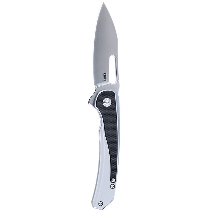 CRKT 6075 Padawan3.01" Folding Wharncliffe Plain Brushed Satin 14C28N Steel Blade, SS w/G10 Black Overlays Handle