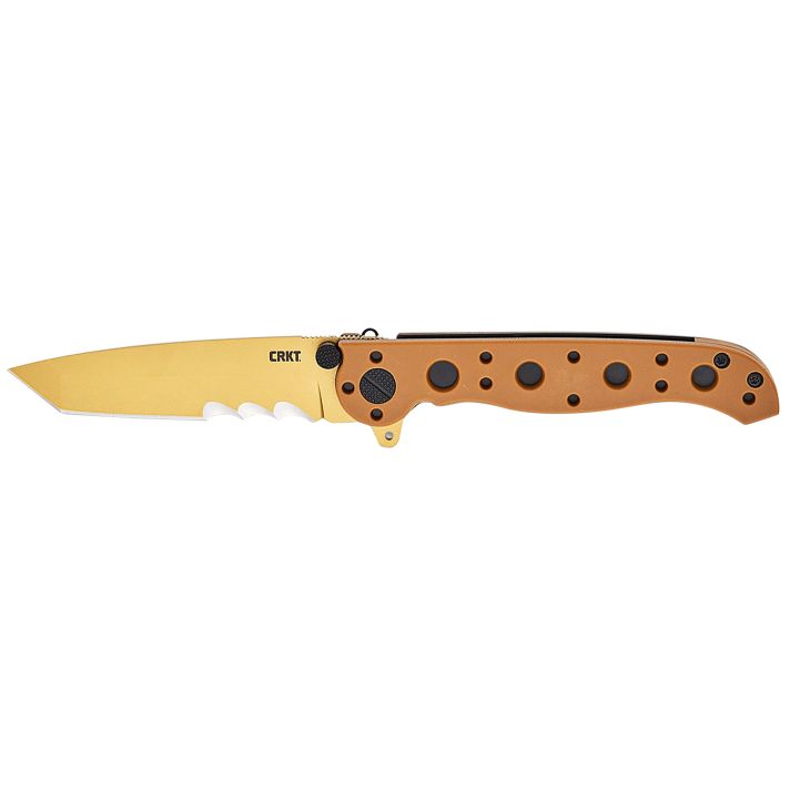 CRKT M16-10DZ M16-10DZEDC 3.03" Folding Part Serrated Desert Tan D2 Steel Blade, Desert Tan GRN Handle