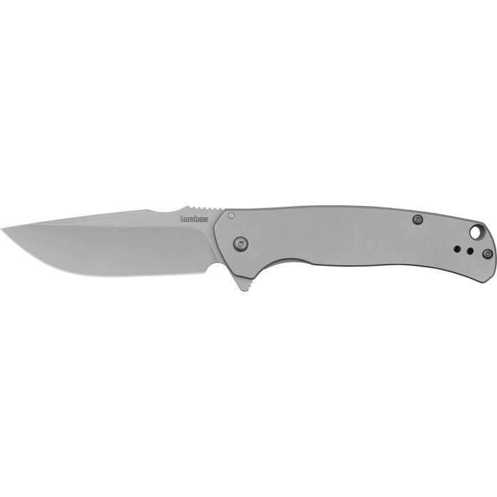 Kershaw 1416 Scour3.30" Folding Drop Point Plain Bead Blasted 8Cr13MoV SS Blade, Bead Blasted Stainless Steel Handle