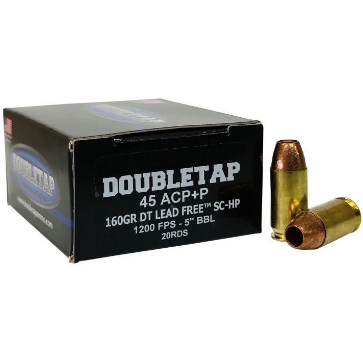 DoubleTap Ammunition 45A160XM 45ACP 160gr Lead Free Hollow Point 20 Per Box/50 Case