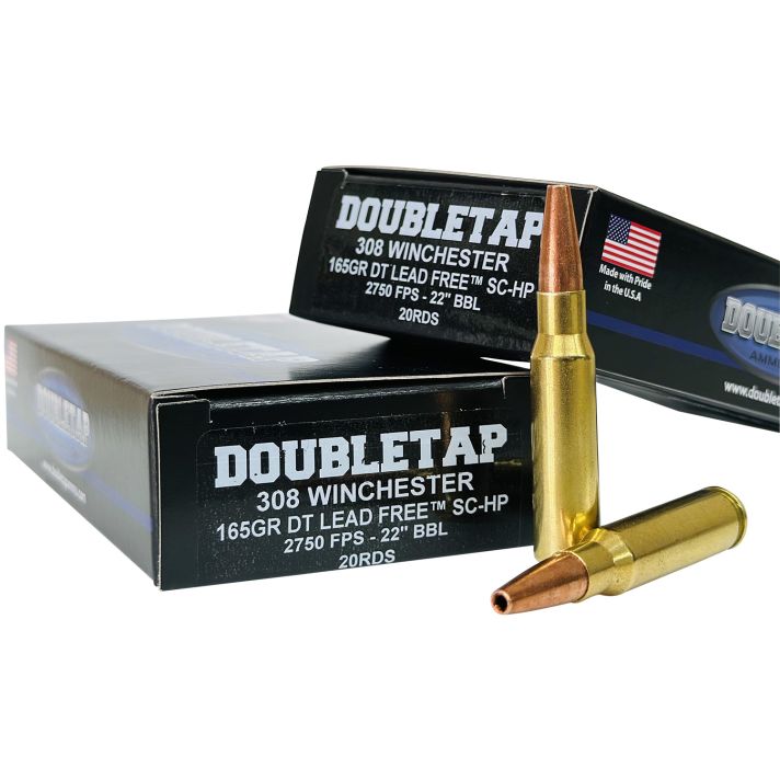 DoubleTap Ammunition 308W165X 308Win 165gr Lead Free Hollow Point 20 Per Box/25 Case