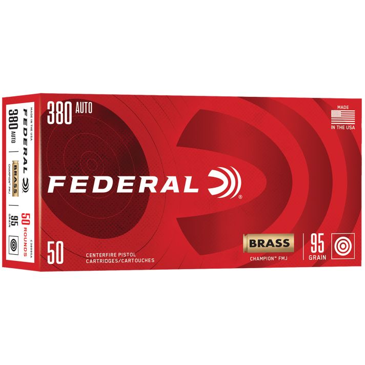 Federal C38095A Champion380ACP 95gr Full Metal Jacket 50 Per Box/20 Case