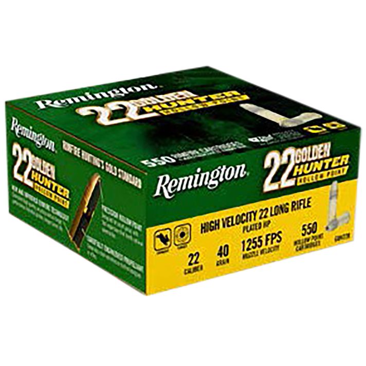 Remington Ammunition R21253 Golden Hunter22LR 40gr Plated Hollow Point 550 Per Box/12 Case