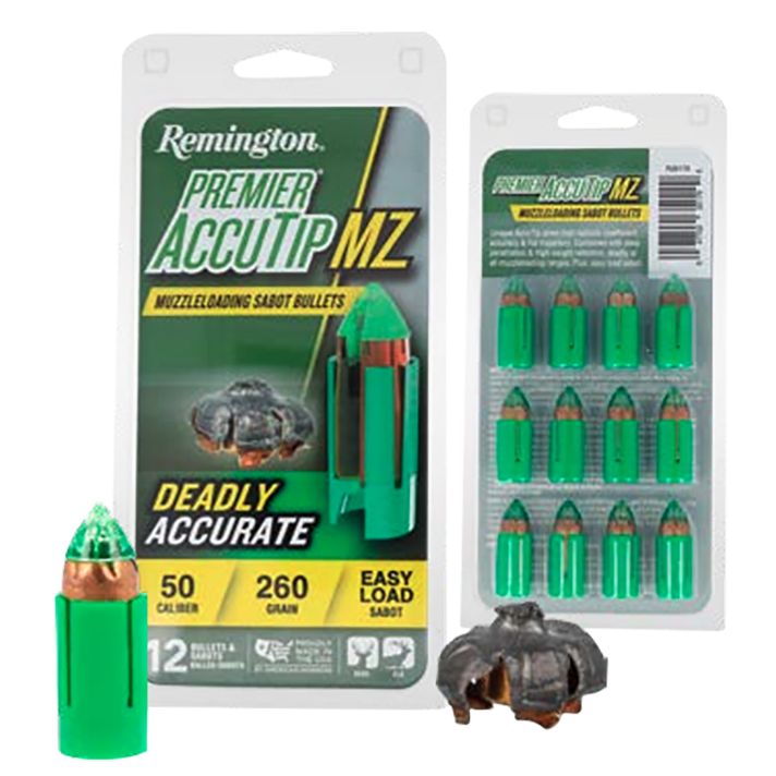 Remington Ammunition R20179 Premier AccuTip50Cal 260gr Sabot Slug 12 Per Box/12 Case