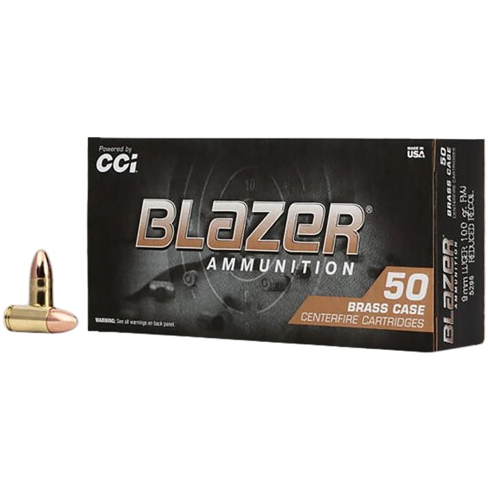 CCI 5296 Blazer Brass Full Metal Jacket 9mmLuger 100gr Full Metal Jacket 50 Per Box/20 Case