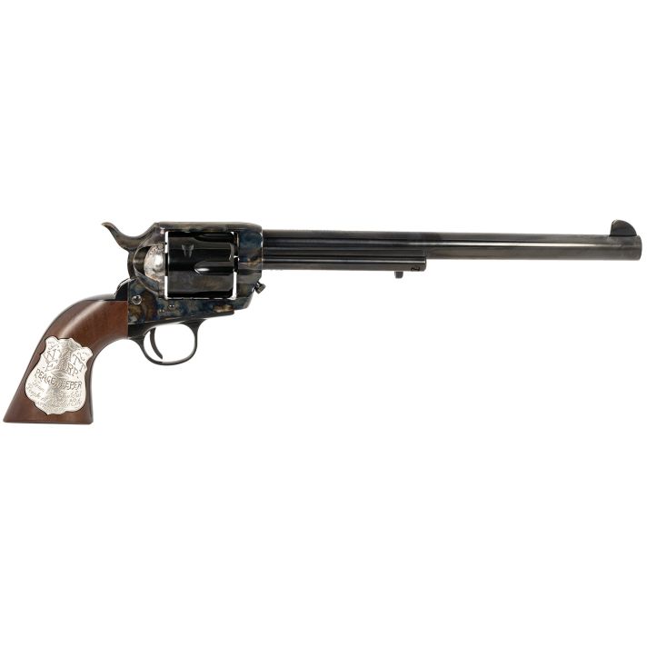Cimarron PP558 Buntline45 LC (Long Colt) 6 Shot 10" Blued Frame, Barrel & Cylinder, Walnut w/Inlaid Silver Medallion Grip