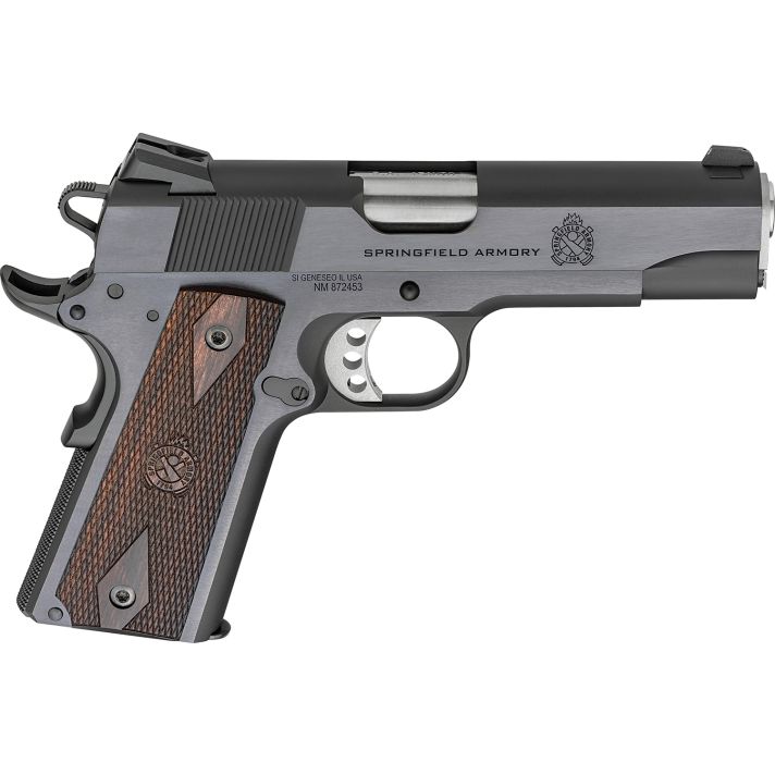 Springfield Armory PX9418 1911 Garrison 45 ACP 7+1 4.25" Stainless Match Grade Barrel, Blued Serrated Carbon Steel Slide & Frame w/Beavertail, Thinline Wood Grip