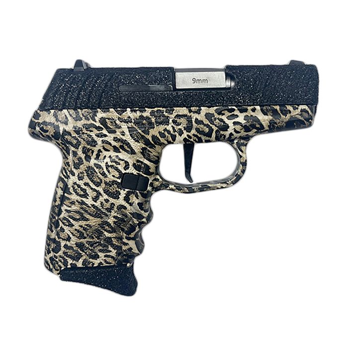 SCCY Industries DVG1PBLP DVG-1Sub-Compact Frame 9mm Luger 10+1 3.10" Stainless Quadlock Barrel, Black Glitter Optic Ready/Serrated Stainless Steel Slide, Black Leopard Polymer Frame & Grip