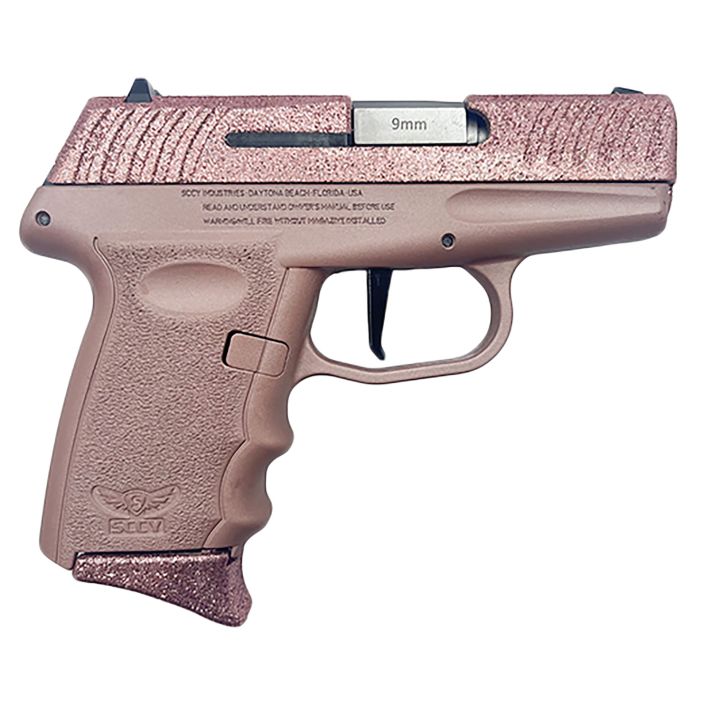 SCCY Industries DVG1RGRG DVG-1Sub-Compact Frame 9mm Luger 10+1 3.10" Stainless Quadlock Barrel, Rose Gold Glitter Optic Ready/Serrated Stainless Steel Slide, Rose Gold Polymer Frame & Grip