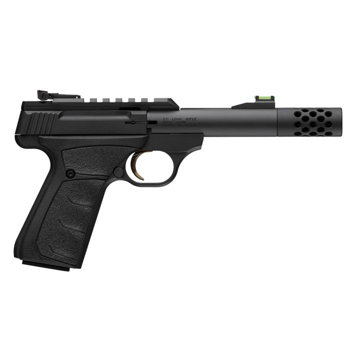 Browning 051594490 Buck Mark Micro Bull SR 22 LR 10+1 4" Matte Black Threaded Bull Barrel, Matte Black Optic Ready/Serrated Slide, Matte Black Aluminum Frame, Picatinny Rail, Black Overmolded URX Grip