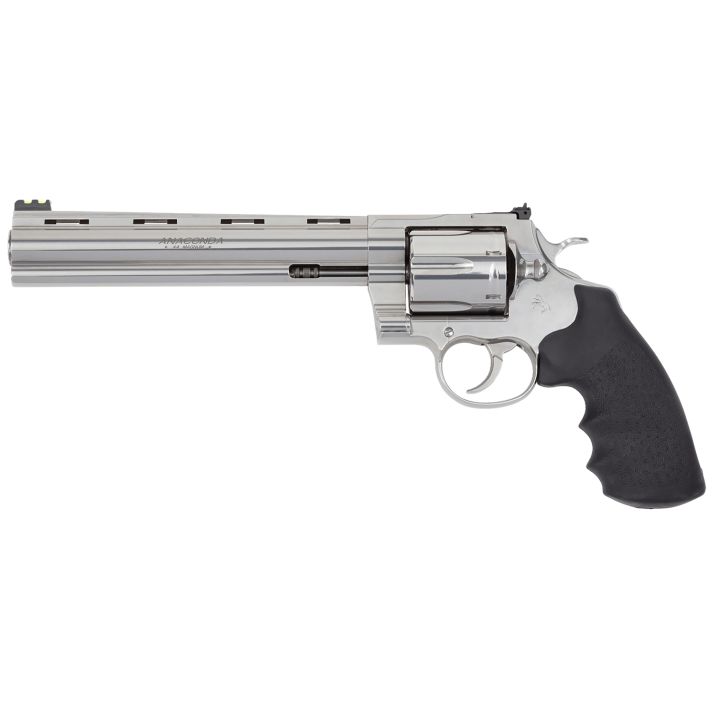 Colt Mfg ANACONDASP8RFT Anaconda Target 44 Mag 6rd 8" Stainless Vent Rib Barrel, Stainless Steel Frame Black & Rubber Grip