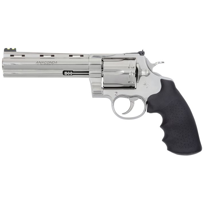Colt Mfg ANACONDASP6RFT Anaconda Target 44 Mag 6rd 6" Stainless Vent Rib Barrel, Cylinder & Stainless Stainless Steel Frame, Black Rubber Grip