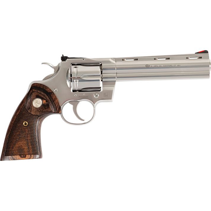 Colt Mfg PYTHONSP6WFTG Python Target 357 Mag/38 Special 6 Shot 6" Matte Black Carbon Steel Recessed Target Vent Rib Barrel, Cylinder & Frame, Walnut w/Medallion Grip, Exposed Hammer