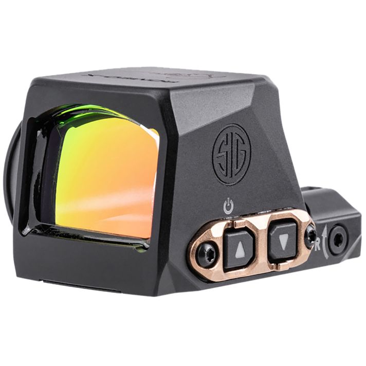 Sig Sauer Electro-Optics SORX1208 Romeo-XBlack Anodized/Rose Gold 1x24mm 2 MOA Red Dot/32 MOA Circle Reticle, Fits Sig P365 Features MAGNETAC