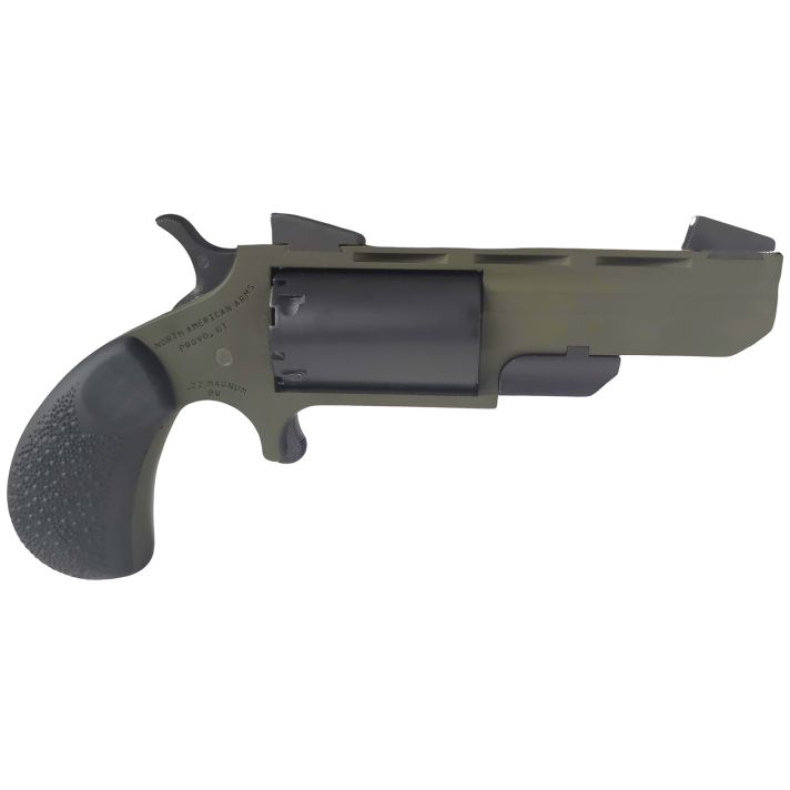 North American Arms TGHMB Green Huntsman22 MAG 5rd 2" OD Green Cerakote Heavy Vent Rib Barrel, OD Green Cerakote Steel Frame, Matte Black Cylinder, Black Cobblestone Rubber Grip, Exposed Hammer