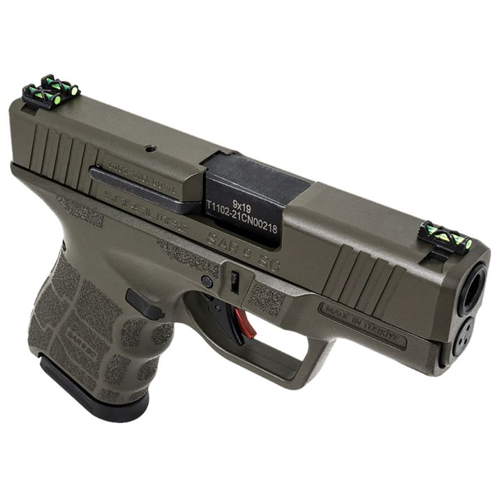 SAR USA SAR9SCOD SAR9 SCSub-Compact Frame 9mm Luger 12+1 3.30" Black Steel Barrel, OD Green Cerakote Steel Optic Ready/Ported/Serrated Slide, OD Green Polymer Frame, Interchangeable Backstrap Grip