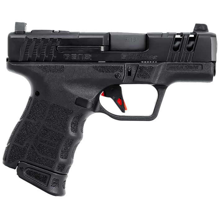 SAR USA SAR9SCG2BL SAR9 SC Gen2 Sub-Compact Frame 9mm Luger 15+1 12+1 3.30" Black Steel Barrel, Black Steel Optic Ready/Ported/Serrated Slide, Black Polymer Frame, Black Polymer Grip