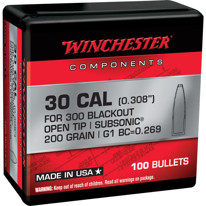 Winchester Ammo WB300B200X 300Blackout 200gr Open Tip 100 Per Box/10 Case