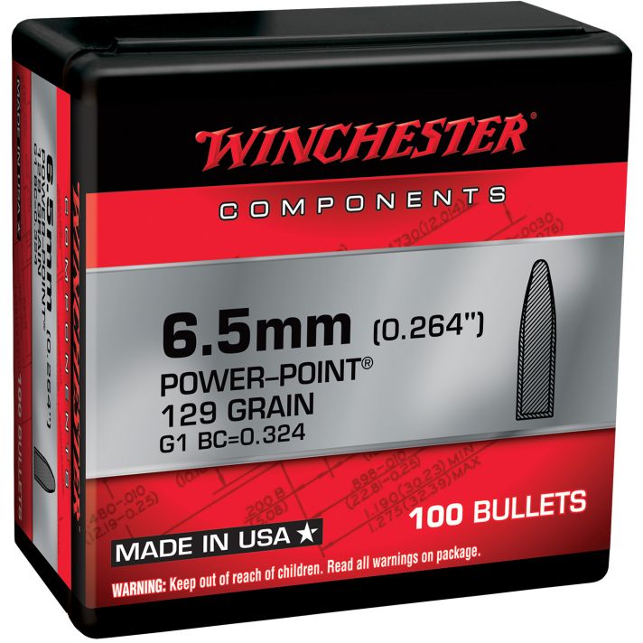 Winchester Ammo WB65PP129X Power-Point6.5Creedmoor 129gr 100 Per Box/10 Case