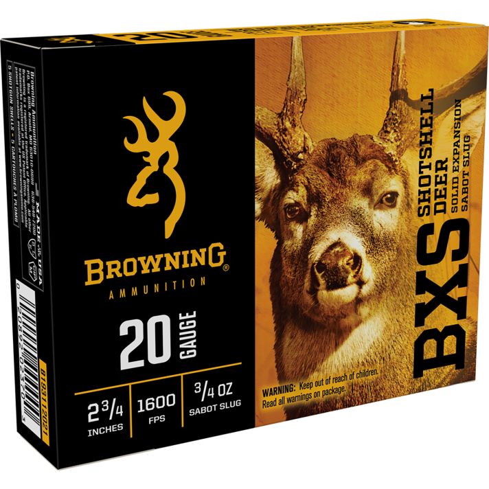 Browning Ammo B193112021 BXS20Gauge 2.75" 3/4oz Sabot Slug Shot 5 Per Box/20 Case