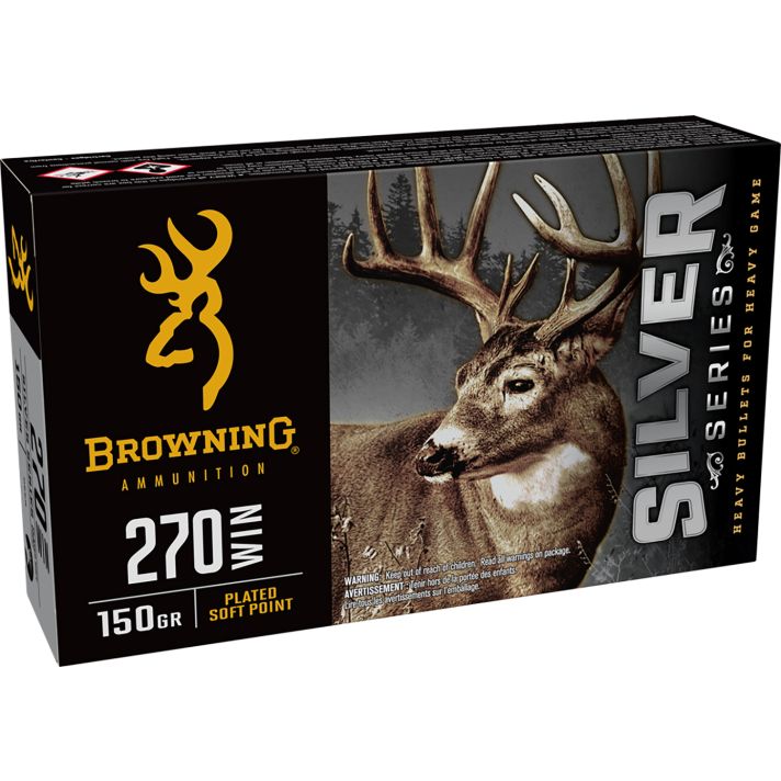Browning Ammo B192602701Silver 270Win 150gr Plated Soft Point 20 Per Box/10 Case