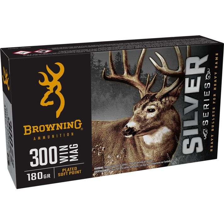 Browning Ammo B192603001Silver 300Win Mag 180gr Plated Soft Point 20 Per Box/10 Case