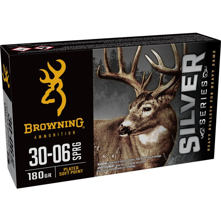 Browning Ammo B192630061Silver 30-06Springfield 180gr Plated Soft Point 20 Per Box/10 Case